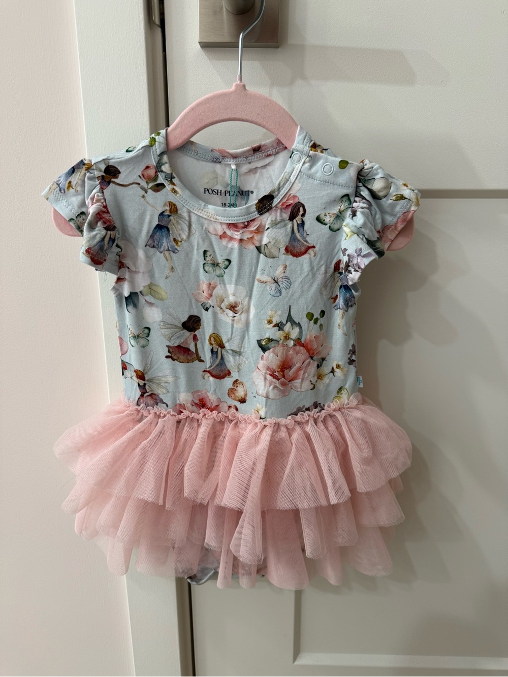 Posh Peanut Pink and Light Blue Floral Fairy Tutu Tulle Dress